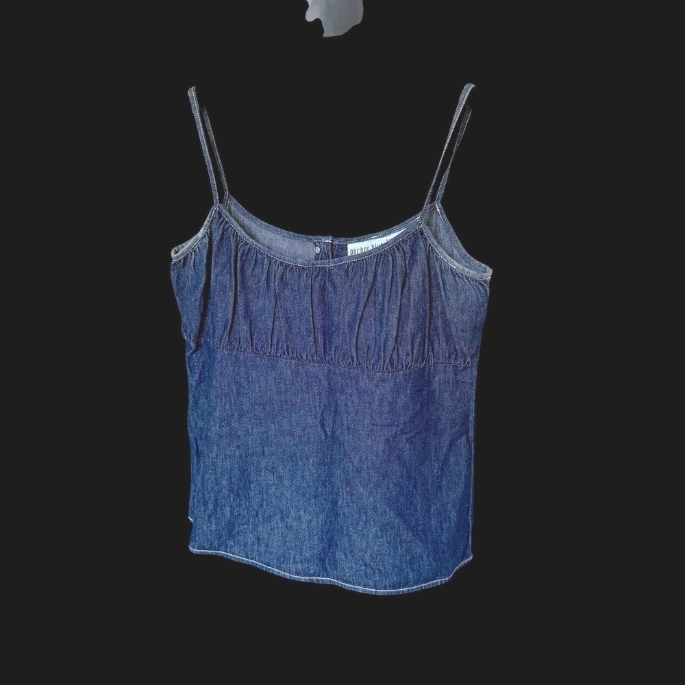 Y2K Anchor Blue Denim‎ Camisole Top Dark Wash Denim Babydoll Large L Sleeveless